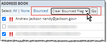 Resetting the bounced flag in the Address Book