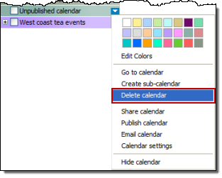 Deleting a calendar
