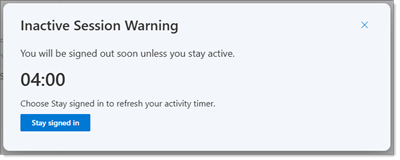Inactivity timeout notification