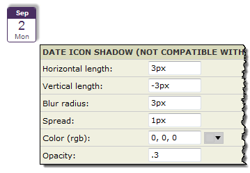 Date icon - alternate shadow settings