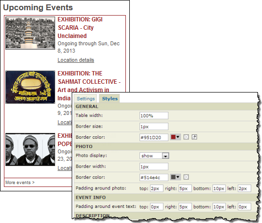 Promotion spud with border and padding settings