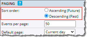 Sort order setting