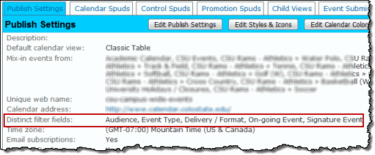 Filter fields list