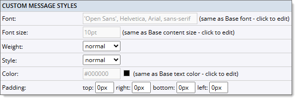 Custom message styles
