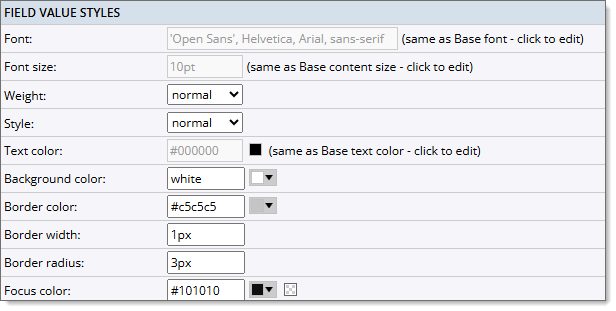 Field value styles