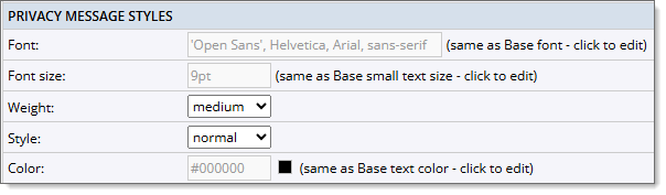 Privacy message styles